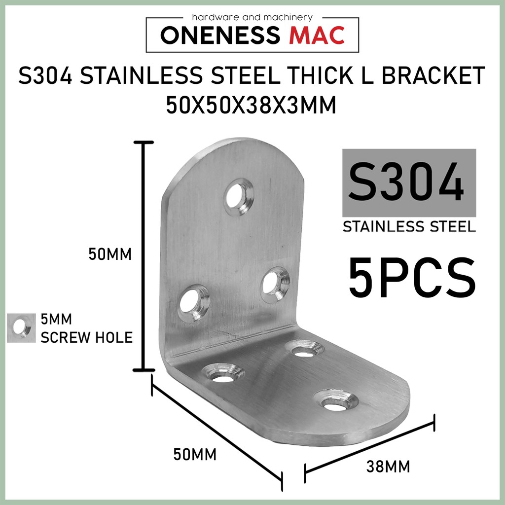 ขายึด L หนาสแตนเลส S304 50x50x38x3MM !!!ชุดค่าค่าค่าค่า 5 ชิ้น!!!