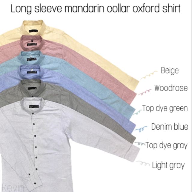 เสื้อคอจีนแขนยาวสีพื้นไซส์M-XXXL​ Long​ sleeve mandarin​ collar​ oxford​ shirt​