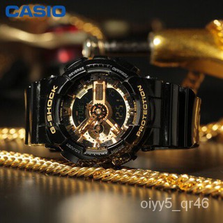 Casio G-Shockนาฬิกาข้อมือผู้ชายสีดำ/สีทองสายเรซิ่นรุ่นGA-110GB-1A、GA-110GB-1ADR s3JS