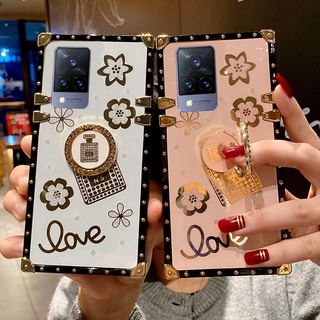 For Vivo Y85 V9 V27E V20SE V15 V21 V20 Pro Perfume Bottle Square Phone Case With Bracket