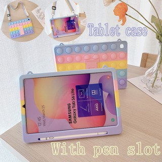 Rainbow เปลือก Samsung Galaxy TAB S6 lite 10.4 2019 P610 P615 Color Decompression Doudou Soft TPU Case เคสป้องกัน แฮร์บอล ถาดใส่ปากกา