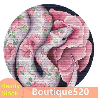 Bou ชุดCross Stitch Diy ปักครอสติสลายดอกไม้งู 11CT