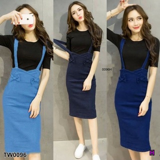 Set เอี๊ยมกระโปรงยีนส์+เสื้อยืดสีดำ MM0096 Set: denim skirt + black t-shirt