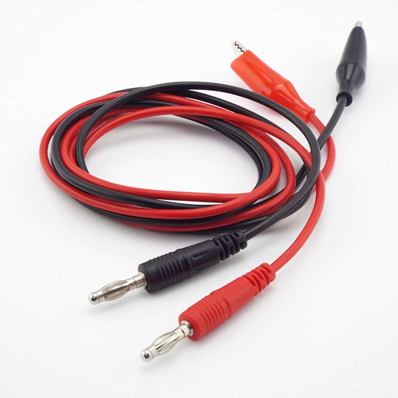 1m Dual จระเข้คลิปจระเข้ 4 มม.กล้วย Connector Oscilloscope สําหรับ Test Probe สายไฟสีแดงสีดํา thh1