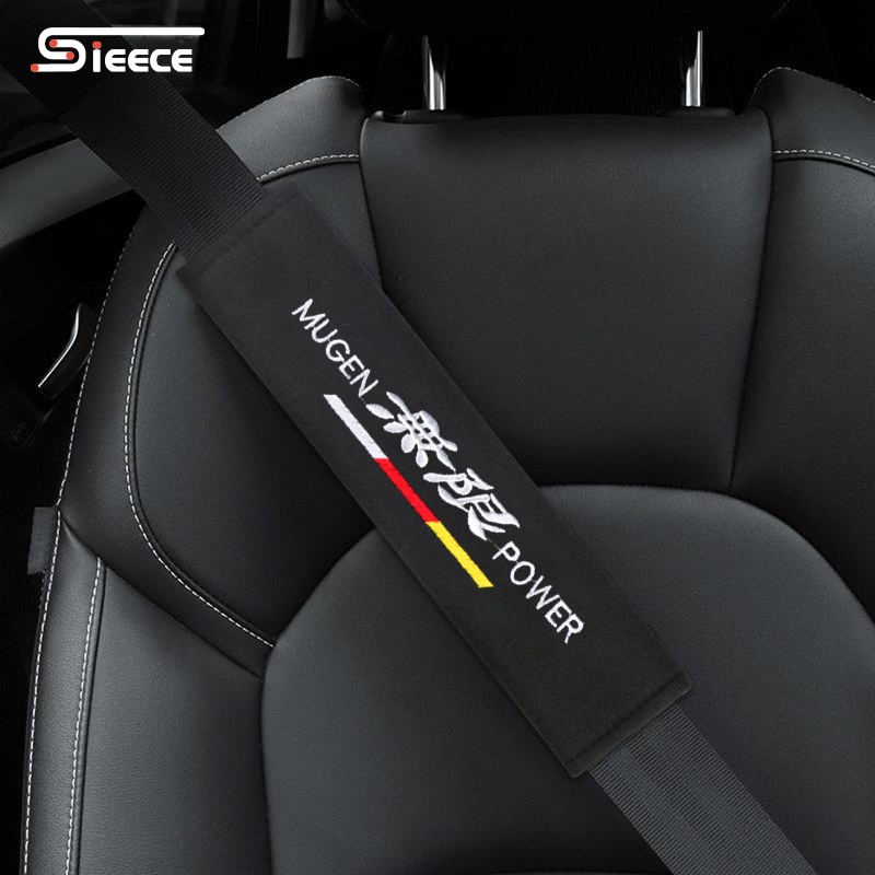 Sieece MUGEN ฝ้าย ที่หุ้มเข็มขัดนิรภัยรถยนต์ ปลอกเข็มขัดนิรภัย สำหรับ Honda City Jazz HRV Civic Brio