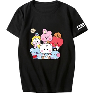 เสื้อยืดแขนสั้นลําลอง พิมพ์ลายการ์ตูน Kpop BTS Q Version แฟชั่นฤดูร้อน สําหรับผู้ชาย และผู้หญิงS-5XL