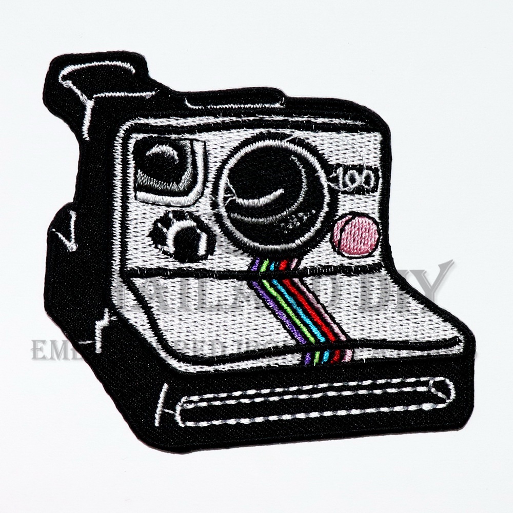 📷 ตัวรีดติดเสื้อ งานปัก การ์ตูน กล้องถ่ายรูป กล้อง โพลารอยด์ Old Time Polaroid Camera Patch DIY WOP ตัวรีด อาร์มติดเสื้อ