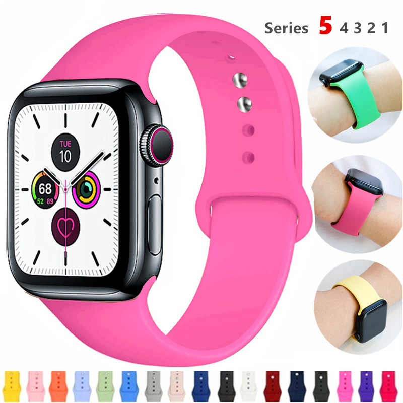 Iwatch สายนาฬิกาข้อมือซิลิโคน แนวสปอร์ต เข้าได้กับ Apple Watch Series 5&amp;4&amp;3&amp;2&amp;1 สําหรับผู้หญิง ผู้ชาย สีชมพู สีเทา (Aonee)