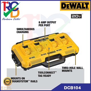 แท่นชาร์จแบตเตอรี่ 4 ช่อง Dewalt DCB104 ( 12V Max - 60V Max )