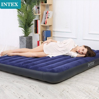 INTEX ที่นอนในครัวเรือน Double Thicken เดี่ยวกลางแจ้งแบบพกพาพักกลางวันพับเตียงพอง Air Bed