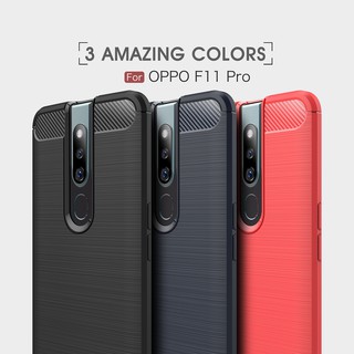 เคสโทรศัพท์ซิลิโคนคาร์บอนไฟเบอร์ TPU แฟชั่นสำหรับ OPPO F 11 / F 11 Pro / A9 2019 / R 19