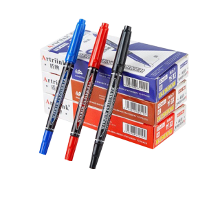 ถูกที่สุด!!ปากกา ปากกามาร์กเกอร์ แบบสองหัว 0.5mm/1.5mm สีไม่จางหาย มี3สี เครื่องเขียน เขียนลื่นติดทน SA6154
