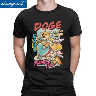 เสื้อสีขาว - ★★ ◆▬ผู้ชาย Doge To The Moon เสื้อยืดย้อนยุค Dogecoin Meme Bitcoin Mining Cryptocurren