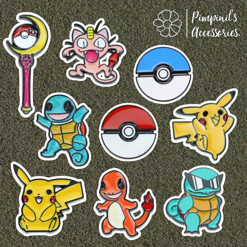 ร้านในไทยพร้อมส่ง : เข็มกลัดเซ็ทโปเกม่อน / พ็อกเก็ตมอนสเตอร์ | Pokémon / Poketto Monsutā Enamel Brooch Pin Set.
