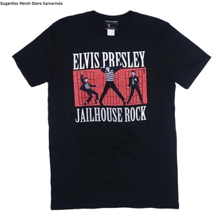 เสื้อยืดวงดนตรีElvis Presley Jailhouse เสื้อเชิ้ตวงร็อค (สีดํา) - Lall size