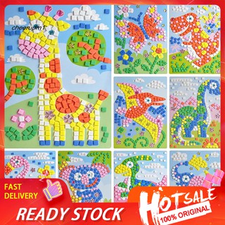 CHE_Kids Mosaic Stickers Art Puzzle Rhinestone Cartoon Character DIY Educational Toy