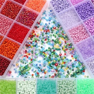 NCCGlass Seed ลูกปัดชุดกล่อง DIY สร้อยข้อมือสร้อยคอ Rainbow เช็ก Charm คริสตัลลูกปัดสําหรับเครื่องประดับทํา Handmade อุปกรณ์เสริม