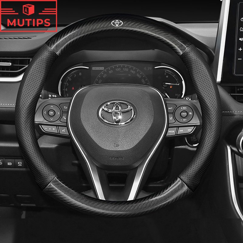ปลอกหนังหุ้มพวงมาลัยรถยนต์ คาร์บอนไฟเบอร์ สําหรับ Toyota Avanza Rush Razie Yaris Wish Corolla Cross Kijiang Innova Calya