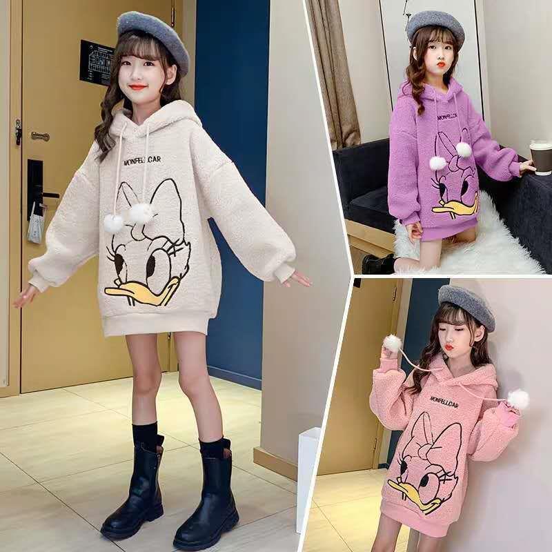 เสื้อกันหนาวเด็กผู้หญิงมีฮู้ด ลายเป็ด ผ้านิ่ม เก๋ๆ (พร้อมส่งในไทย)