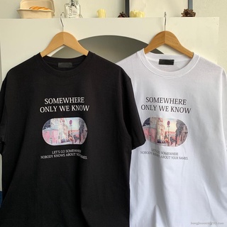 AY  MOST เสื้อยืด Oversize ลาย Somewhere only we know ผ้าหนา สกรีนคุณภาพ OVS ZO oversize SML