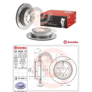 09 A629 11 จานเบรค ล้อ R (ยี่ห้อ BREMBO) รุ่น UV Chevrolet Captiva ปี 2006-&gt;