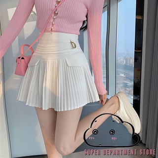 ✨YN✭Women Fashion Bust Skirt Girls Leisure Style Solid Color Metal Decoration High Waist Half Skirt