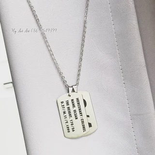 ป้ายห้อยคอ Dog Tag ทหาร แท๊ก 2ชิ้น สร้อยคอ จี้แท๊ก สลักชื่อ สแตนเลสแท้ ลอกยินดีคืนเงิน(TAG2ชิ้น)