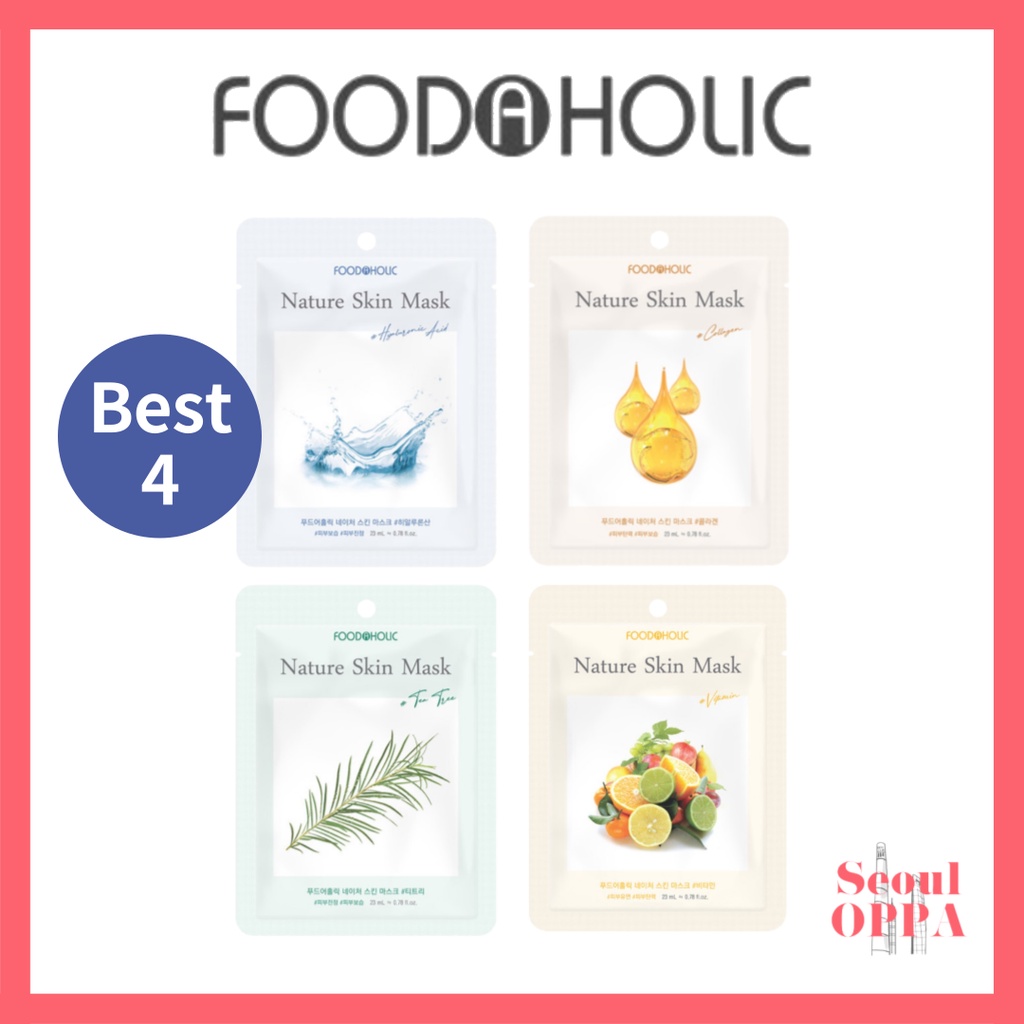 [Foodaholic] Nature Skin Mask Sheet 10 Bundles ยืดหยุ่น บํารุงผิวหน้า มอยเจอร์ไรเซอร์ มาร์คหน้า Skincare Facial Mask Face Moisture