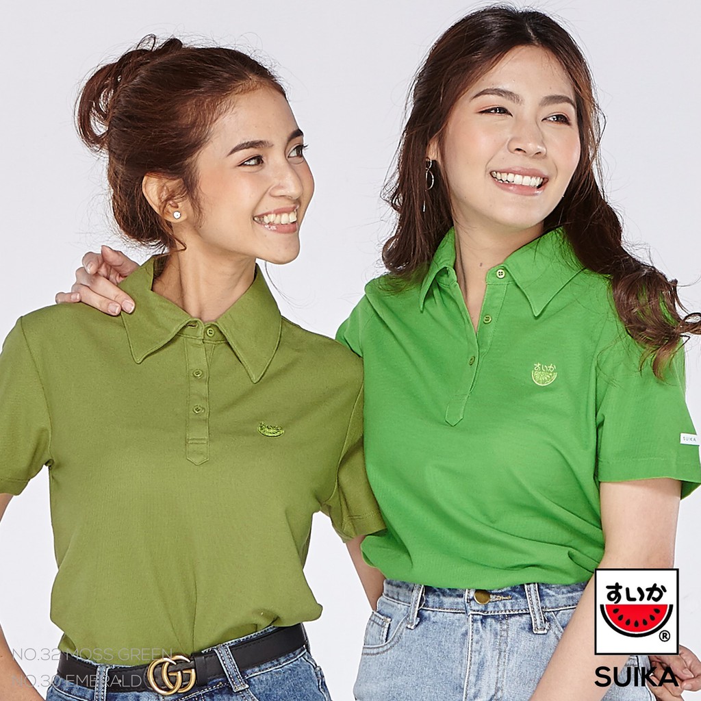แตงโม (SUIKA) - เสื้อแตงโมคอปกไมโครไฟเบอร์ โทนเขียว (หญิง) (32 30 31)