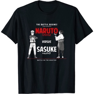 [COD]เสื้อยืดคอกลม พิมพ์ลาย Naruto Shippuden Naruto vs Sasuke สําหรับผู้ชายS-5XL