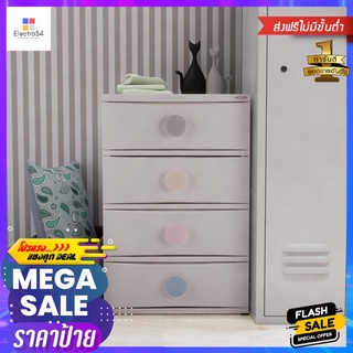 ตู้ลิ้นชัก 4 ชั้น มีล้อ STACKO C5 45x56x85 ซม. สีขาว4 DRAWER WITH WHEELS STACKO C5 45X56X85CM WHITE