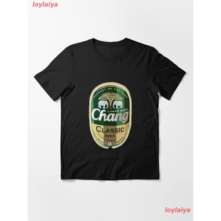 เสื้อยืดฤดูร้อนhotThai Chang Beer Label Essential T-Shirt เสื้อยืดผู้ชาย ลายการ์ตูนพิมพ์ลายเสื้อลายการ์ตูนผู้หญิง เสื้อค