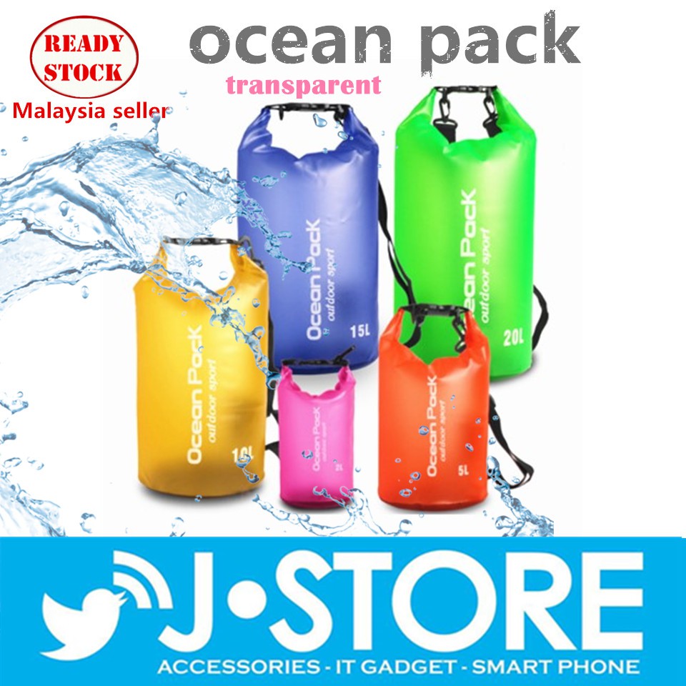 2-20L กระเป๋าเป้สะพายหลังกลางแจ้งโปร่งใส Ocean Pack กระเป๋ากันน้ําแห้งหลายสี