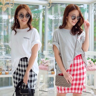 Set ชุดเซ็ทเสื้อยืด มากับ กระโปรงไหมพรมทรงดินสอ 🐞Scott Skirt+Tee Set🐞