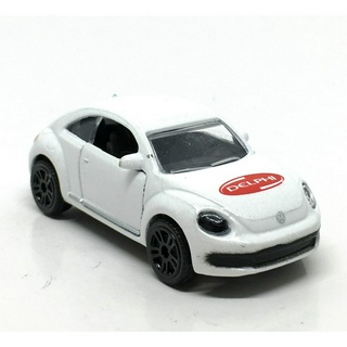 รถเหล็กมาจอเร็ต Majorette Volkswagen Beetle 2011 Delphi สีขาว ขนาด 1/64 ยาว 8 cm มือสอง #002