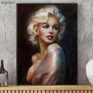 ชุดงานปักครอสสติตช์เม็ดบีด ทรงเพชรกลม รูป Marilyn Monroe สําหรับตกแต่งบ้าน DIY