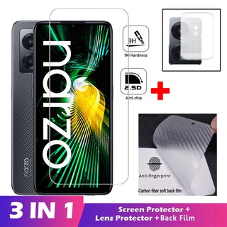 3-in-1 ฟิล์มกระจกนิรภัยกันรอยหน้าจอ HD 9H สําหรับ Realme Narzo 50 5G Realme Narzo 50A Prime Narzo 50 Pro 5G 4G Realme C35 C30 9 Pro+ Pro 9i