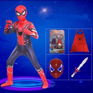 ฮาโลวีน Amazing Spider-Man Tights เด็กชายชุด HERO Expedition เครื่องแต่งกาย Iron Spider-Man เสื้อผ้าหน้ากาก Sword