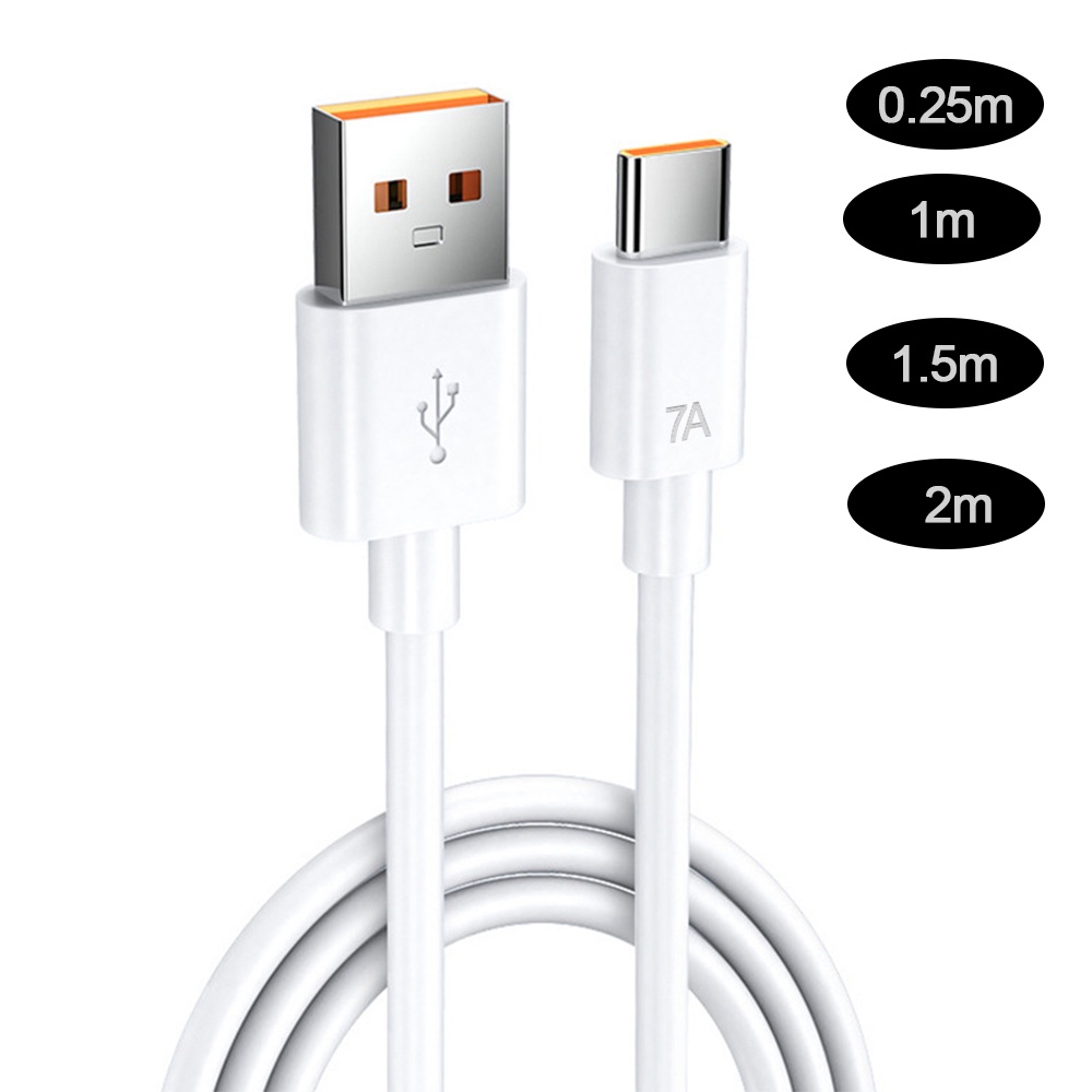 สายชาร์จ USB Type C กระแสไฟสูง 0.25 1 1.5 2 เมตร 7A สําหรับ Huawei Xiaomi Samsung