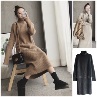 5 สี / อก 36-42 นิ้ว (พร้อมส่ง) ชุดไหมพรม รุ่น เดรสไหมพรมคอเต่า Sweater Long Dress-2