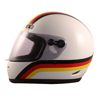 Real Helmets - หมวกกันน็อคเต็มใบวินเทจ Vintage RS Triple ขาว-เหลือง