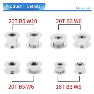 1PC GT2 Idler Timing Pulley 16/20 ฟันล้อ Bore 3/5 มม.อลูมิเนียมเกียร์ฟันกว้าง 6/10 มม.สําหรับ I3 Ender 3 CR10 เครื่องพิมพ์ Reprap