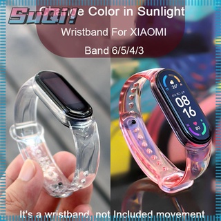 Silicone Wristband Strap Change Colour in Sunglight Replacement Transparent Watch Band Strap For XIAOMI Mi Band 6 5 4 3 Smart Watch