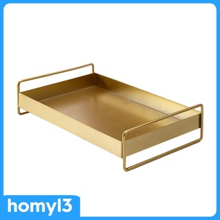 [Amanda Electronics] Gold Serving Tray with Handle Table Plate for Living Room Vanity Decoration