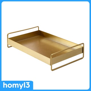 [Amanda Electronics] Gold Serving Tray with Handle Table Plate for Living Room Vanity Decoration