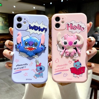 compatible for iPhone 14 Pro Max 11 12 13 mini X XR XS MAX 6 6S 7 8 Plus SE 2020 เคสโทรศัพท์มือถือ ซิลิโคน ลายการ์ตูนสติตช์ 3D สําหรับ