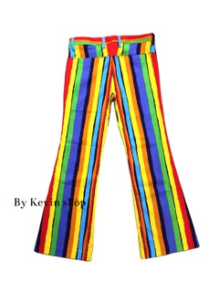 กางเกงขาม้าผู้ชาย ผ้ายืด สีรุ้ง Colorful Flared Trousers