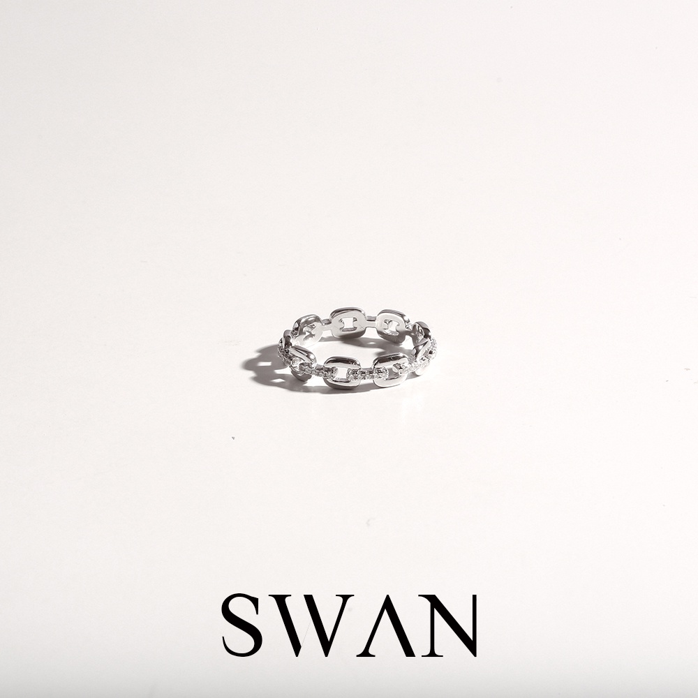 [ส่งด่วนฟรี]SWAN – Chain Ring แหวนเงินแท้ ฝังเพชรคิวบิกเซอร์โคเนีย cubic zirconia