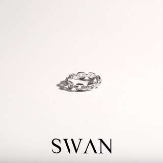 SWAN - Chain Ring แหวนเงินแท้ ฝังเพชรคิวบิกเซอร์โคเนีย cubic zirconia