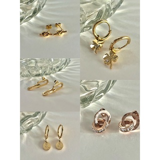 ต่างหูมินิมอล ไม่ลอกไม่ดำ ชุบทอง 18k stainless steel